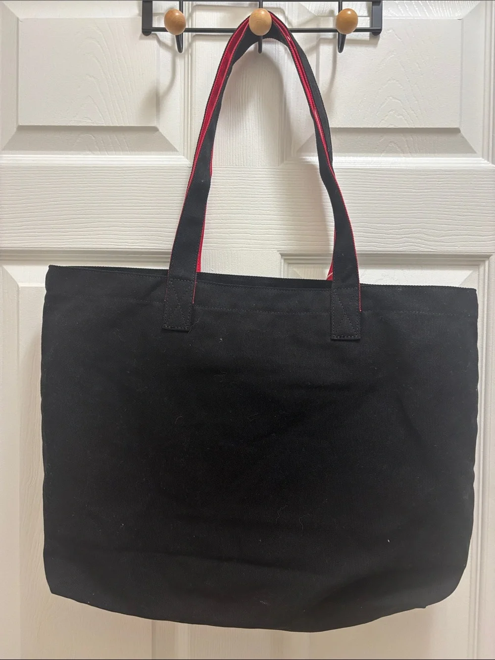 Esprit Black Canvas Tote with Red Logo and Trim